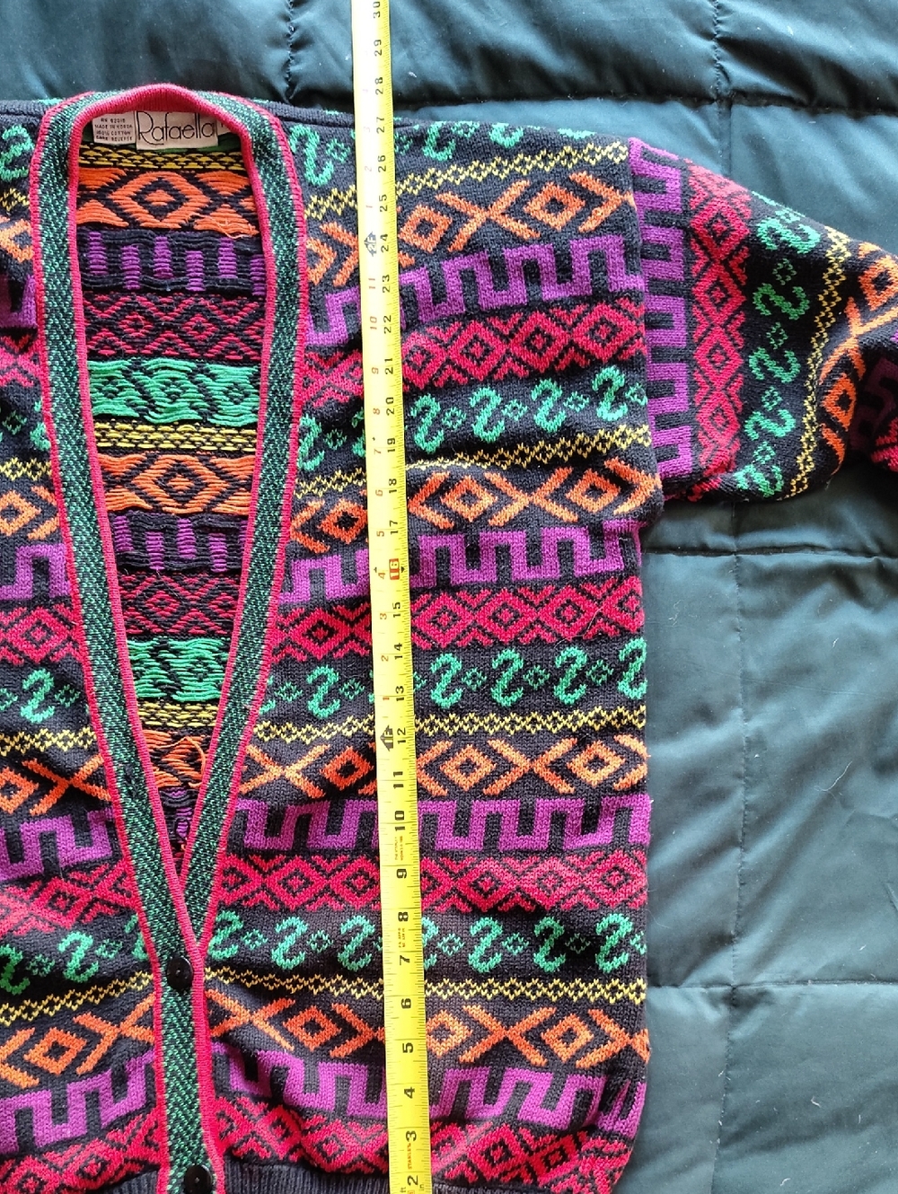Rafaella Vintage 90s Multicolor Patterned Kint Sweater "M" View 6